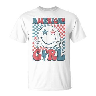 Retro Groovy 4Th Of July Girls Ns American Girls T-Shirt - Monsterry