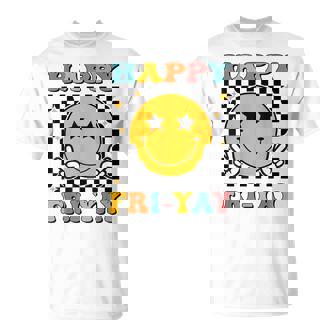Retro Groovy Happy Fri-Yay Friday Teacher Friyay T-Shirt - Thegiftio UK