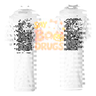 Say Boo Drug-Free Ghost Halloween Red Ribbon Week Awareness T-Shirt - Thegiftio UK