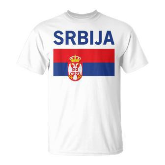 Serbian Flag Football Fan Serbia Srbija T-Shirt - Seseable