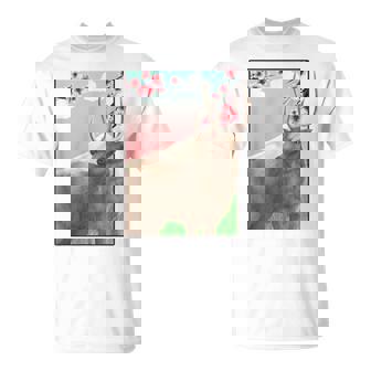 Sika Deer Japanese Cherry Blossom Sakura Flower Vintage T-Shirt - Monsterry