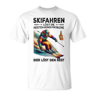 Skifahren Löst Die Meisten Meiner Probleme Bier Löst T-Shirt - Geschenkecke