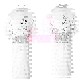 Spooky Mom Family Cute Pink White Ghost Boo Halloween T-Shirt - Monsterry