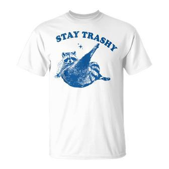 Stay Trashy Retro Style Raccoon T-Shirt - Monsterry
