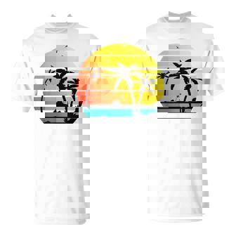 Sunset Coconut Palm Trees Summer Vibes Retro Tropical Summer T-Shirt - Thegiftio UK