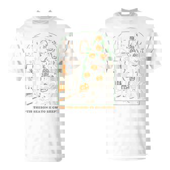 Tis The Season To Be Creepy Skeleton Halloween Spooky Season T-Shirt - Thegiftio