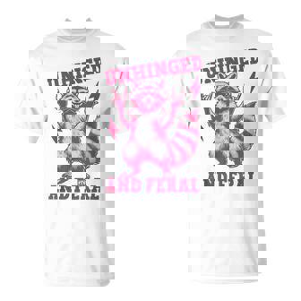 Unhinged And Feral Raccoon Retro Raccoon T-Shirt - Monsterry