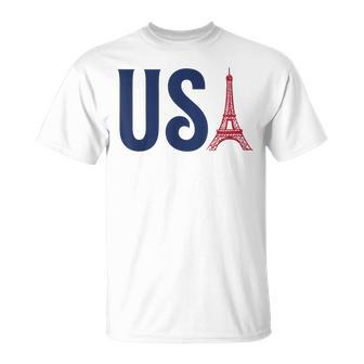 Usa Eiffel Tower Team Souvenir 2024 France Paris Holiday T-Shirt - Monsterry DE