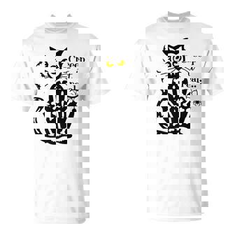 Vintage Halloween Creep It Real Black Cat Spider Bats Premium T-Shirt - Monsterry