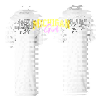 Vintage Michigan Girl Retro Pink Michigan And Girls T-Shirt - Seseable