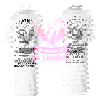 I Wear Pink In Memory Of My Grandma Breast Cancer Awareness T-Shirt - Monsterry