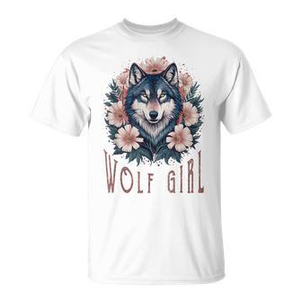 Wolf Girl Aime Les Loups Enfantsintage Loup Floral T-Shirt - Cadeauxyz