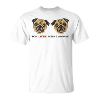 Women's Ich Liebe Meine Pugs T-Shirt - Geschenkecke