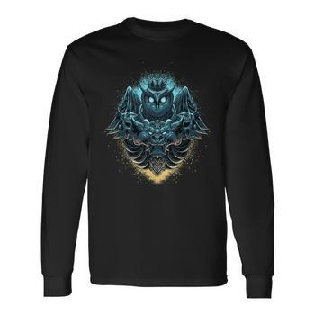 Occult Baphomet Tarot Card Owl Skull Gothic T-Shirt - Monsterry