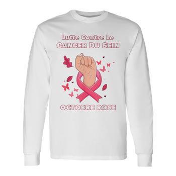 T-shirt Manches Longues Motif Ruban Rose & Mots Cancer Du Sein - Coton - Neuf Sans étiquettes - Unisexe