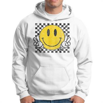 Yellow Smile Face Cute Checkered Peace Smiling Happy Face Long