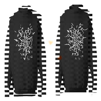 Cute Spider Web Cobweb Heart Halloween Orange Men's T-shirt Back