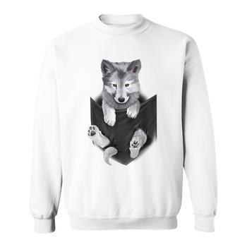 Wolf White Pup In Pocket Wolves Cool Wolf White Pup Men's T-shirt