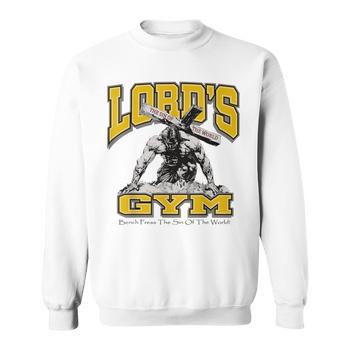 Lords Gym Bench Press The Sin Of The World Jesus Gym Wear T-Shirt 