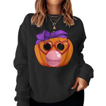 thumbnail image 2 of Women's Halloween Glitter Boo Ghost Cute Ghost Season Round Neck Long Sleeve Top - Product Details 2 of 14