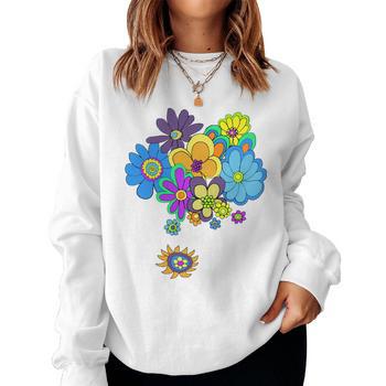 Los Angeles Pull pour femme - Sweat-shirt surdimensionné en coton - Col rond - Manches longues - Sans capuche