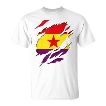 Camiseta Sin Mangas Bandera 2ª República Española – Efecto 3D – Tricolor Con Estrella Roja – Algodón Y Poliéster