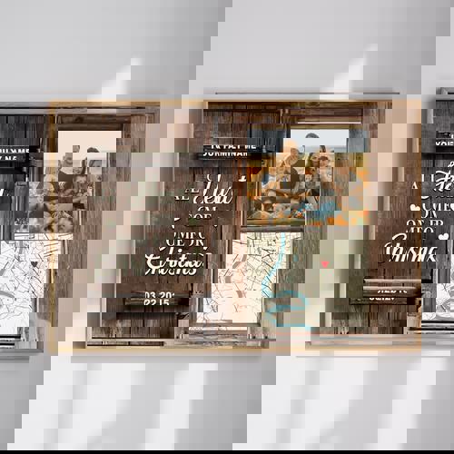 Christmas Family Photo Canvas - Heart Map Keepsake for Home | Family Wall Decor