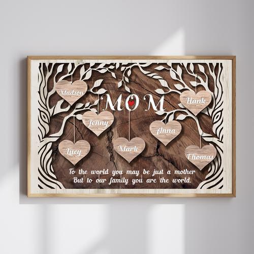Heartfelt Personalized Canvas for Mom - Wood-Wrapped Kids' Names | Family Wall Decor