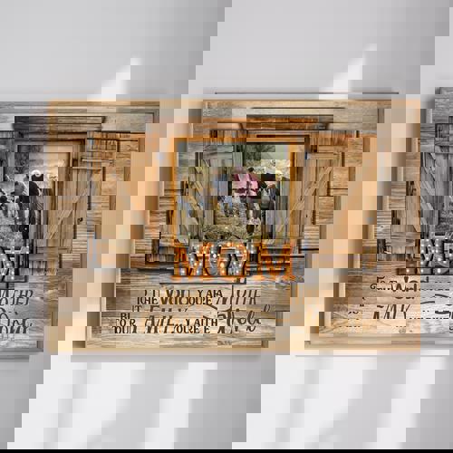 Mom appreciation quote canvas wall art, rustic farmhouse style with wood texture, neutrals, ideal Mother's Day gift decor. | Family Wall Decor