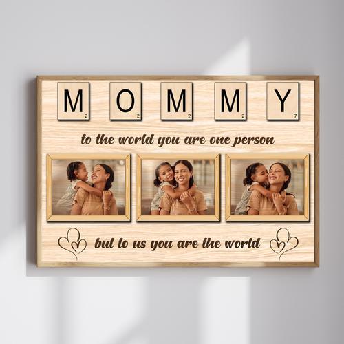 Heartfelt Scrabble Photo Canvas Gift for Mom's Day Keepsake | Family Wall Decor