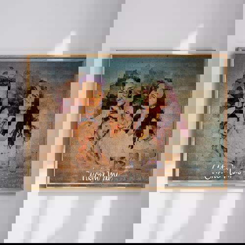 Personalized Watercolor Canvas Art - Custom Gift on Wood Texture | Family Wall Decor