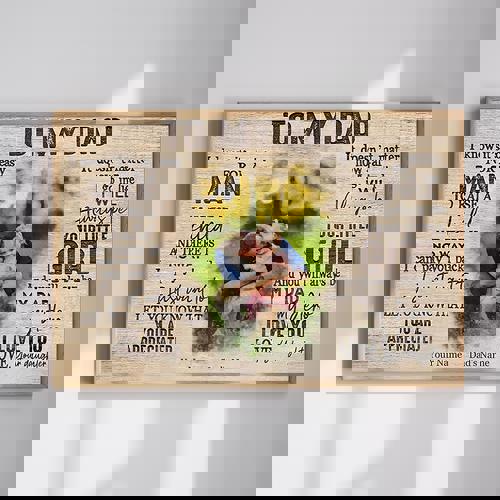 To My Dad custom canvas wall art from daughter, heartfelt message for dad, sentimental gift for Father's Day or birthday | Familywalldecor