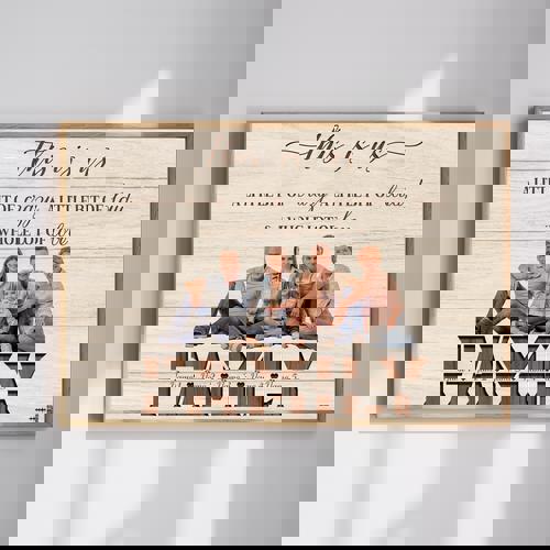 This Is Us family photo canvas, personalized with your photo, farmhouse style horizontal wall art for living room decor | Family Wall Decor