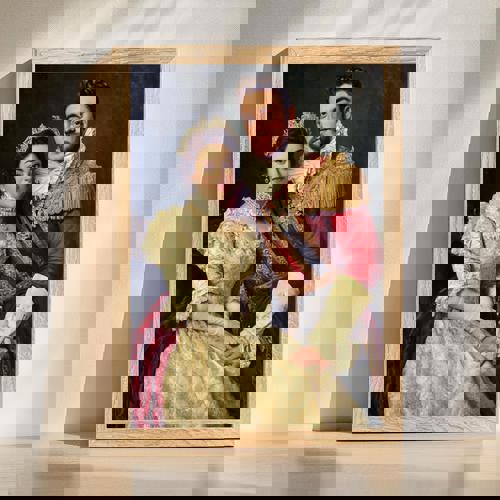 Aunt and Uncle regal family portrait print, custom keepsake in sophisticated style, royal attire, gift for anniversaries | Familywalldecor