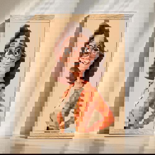 Aunt 3D cartoon portrait personalized wall art, whimsical 3D style on pastel background, vertical framed print, birthday gift | Family Wall Decor