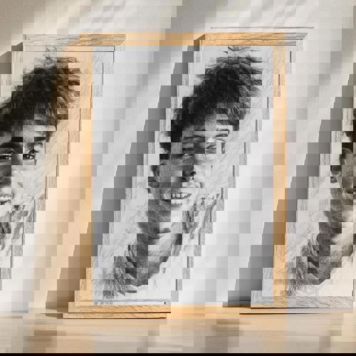 Brother charcoal portrait hand-painted in classic black-and-white, detailed shading and fine art look, thoughtful family gift | Familywalldecor