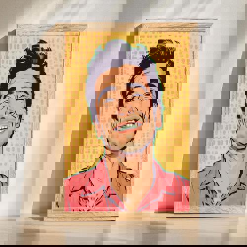 Dad pop art portrait wall art, bold neon colors and halftone dots on canvas, personalized from your photo, Father’s Day gift | Familywalldecor