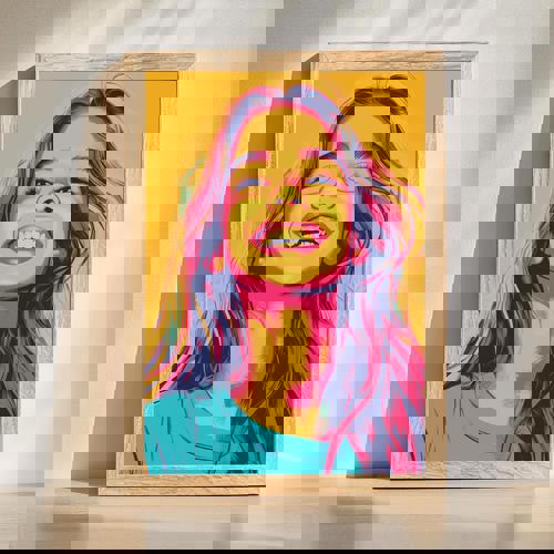 Daughter pop art portrait, vibrant and fun custom artwork from your photo in bold colors with comic-style halftone. | Familywalldecor