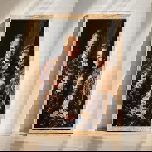 Family regal portrait hand-painted wall decoration with royal attire, ornate details, and rich tones for elegant home decor | Family Wall Decor