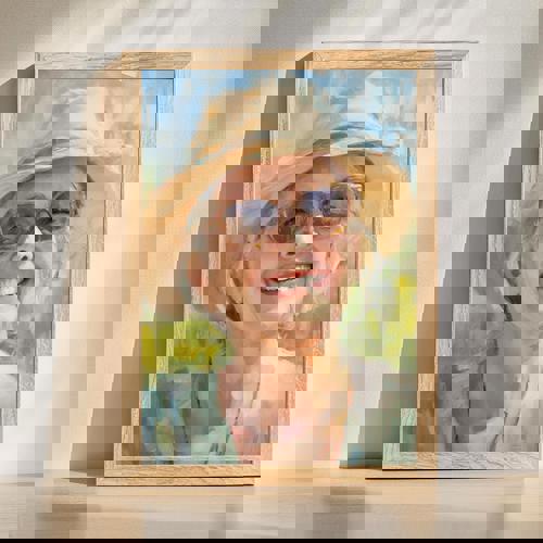 Grandma oil painting portrait, handcrafted keepsake on canvas with warm earth tones and soft brushstroke texture, vertical | Familywalldecor