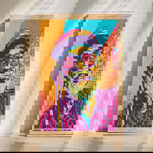 Grandpa pop art portrait wall art in bold colors, vertical canvas print with halftone background and modern graphic style. | Familywalldecor