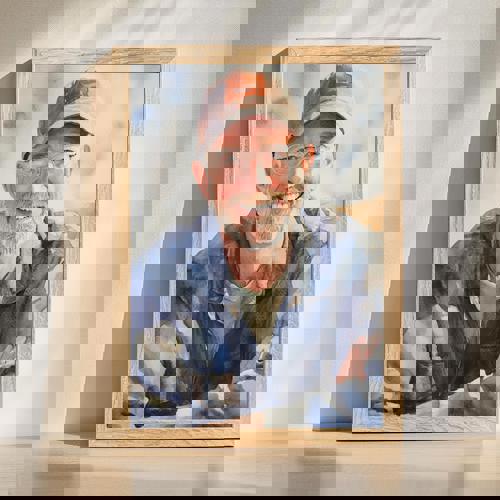 Grandpa watercolor portrait with soft brushstrokes and warm tones, handcrafted family keepsake gift for Father’s Day | Familywalldecor