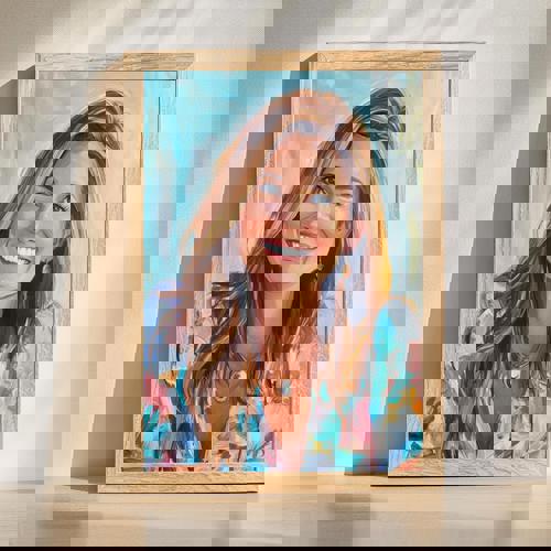 Mom oil painting portrait, custom from your photo, warm tones with classic frame—thoughtful Mother's Day gift for living room | Family Wall Decor