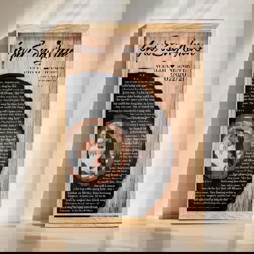 Song lyrics canvas with custom photo and names, romantic gift from girlfriend to him for anniversary, modern typography | Family Wall Decor