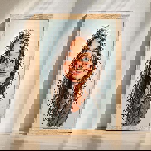 Sister caricature portrait, personalized cartoon illustration with custom name or date, playful style, unique family gift | Familywalldecor