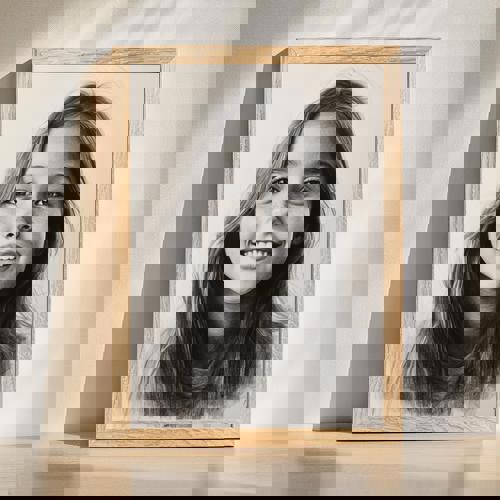 Sister charcoal portrait wall art, custom from your photo, name and date personalization, vertical minimalist print | Familywalldecor