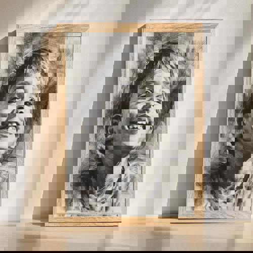 Son charcoal portrait custom wall art, hand-drawn in black and white with realistic shading, personalized from your photo | Familywalldecor