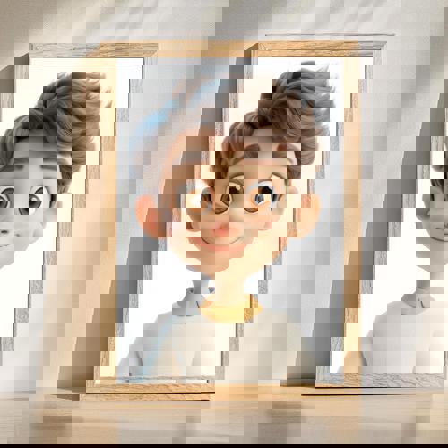 Son 3D cartoon portrait wall art, handcrafted 3D layers in playful colors for kid’s room or nursery decor accent. | Familywalldecor