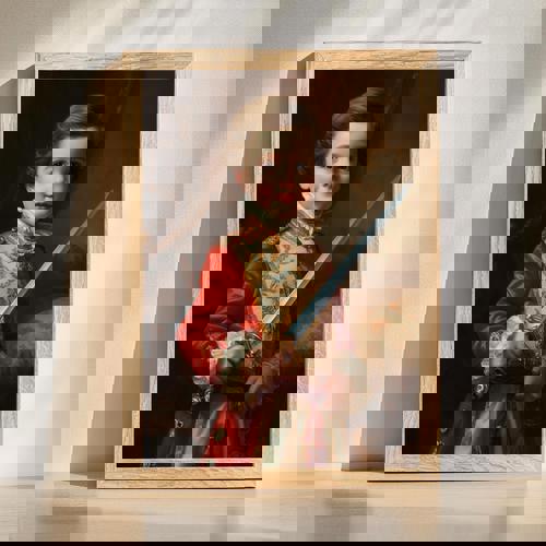 Regal family custom portrait in royal attire, baroque style, crowns and robes, warm gold-burgundy palette, horizontal layout | Familywalldecor