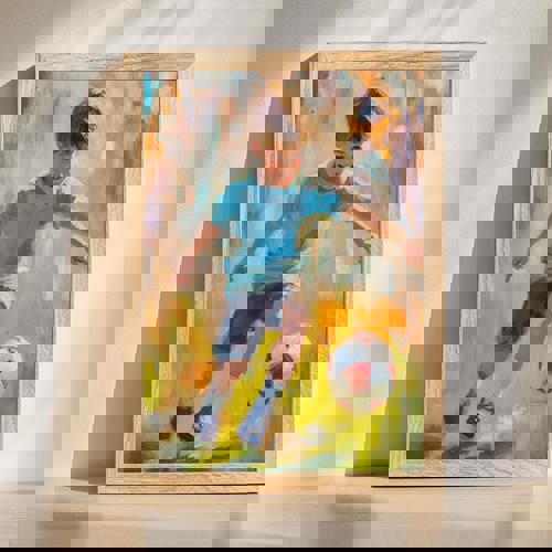 Son oil painting portrait wall art with realistic detail on canvas, vertical composition, warm tones for living room display | Familywalldecor